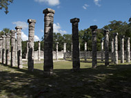 Group of 1000 Columns Market Interior at Chichen Itza - chichen itza mayan ruins,chichen itza mayan temple,mayan temple pictures,mayan ruins photos